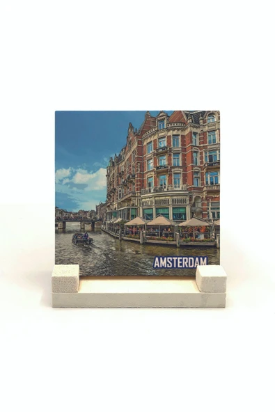 Amsterdam Görseli Baskılı Taş Masaüstlük 10X10 ürün görseli 1
