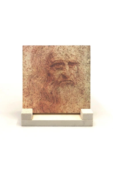 Otoportre (Leonardo Da Vinci, 1512) Baskılı Taş Masaüstlük 10X10 ürün görseli 1