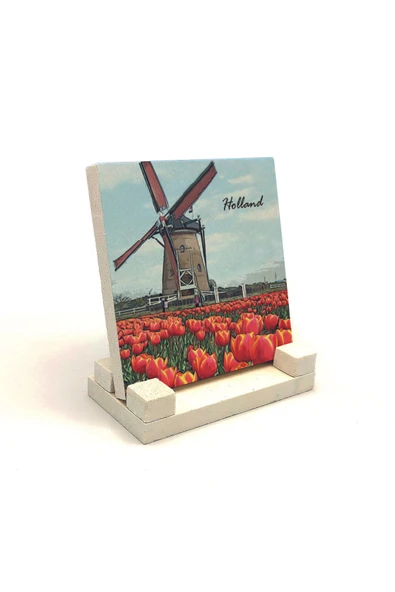 Hollanda Görseli Baskılı Taş Masaüstlük 10X10 - Resim 2