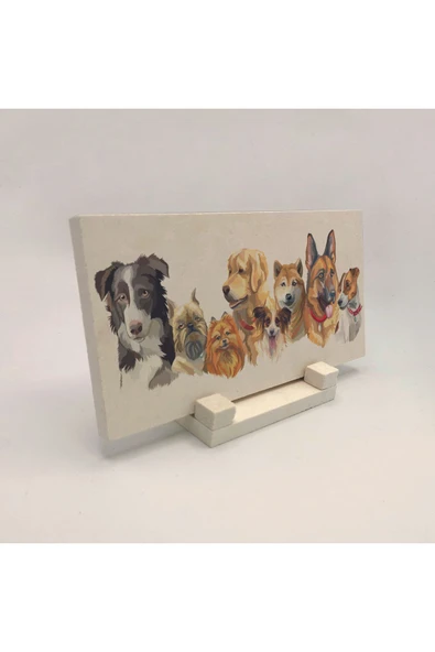 Sevimli Köpekler Baskılı Taş Masaüstlük 10X20 - Resim 2
