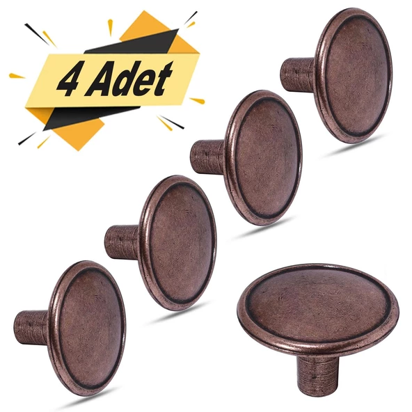 Düğme Daire Metal Eskitme Antik (4 ADET) Mobilya Mutfak Çekmece Dolap Dolabı Kulpu Kulbu Kulpları ürün görseli 1