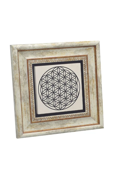 Yaşam Çiçeği Deseni Baskılı Taş Tablo 20x20 ürün görseli 1