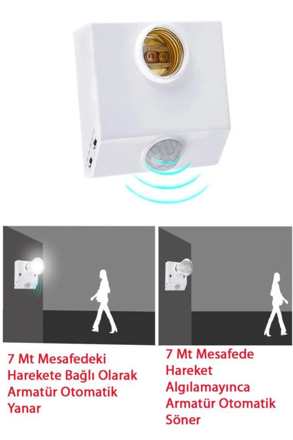 Şahnet 9W (60W) 360 Derece Hareket Sensörlü Lamba Beyaz 6500K E27 - Resim 3