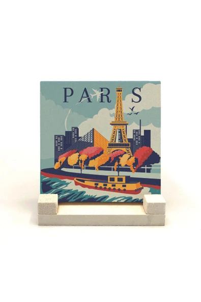 Paris Baskılı Taş Masaüstlük 10X10 ürün görseli 1