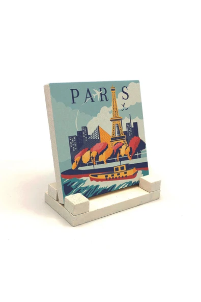 Paris Baskılı Taş Masaüstlük 10X10 - Resim 2