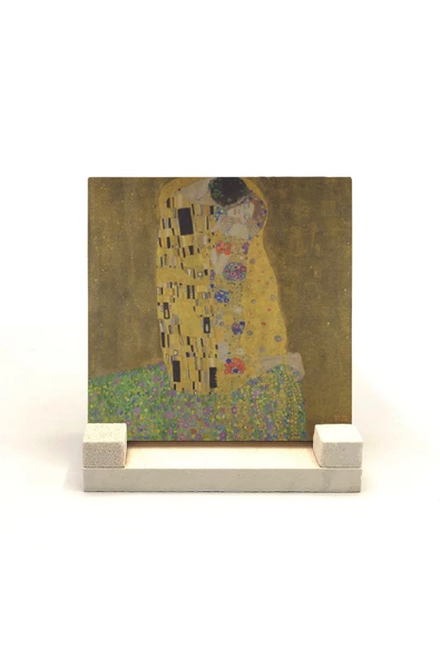 Öpücük (Gustav Klimt, 1907) Baskılı Taş Masaüstlük 10X10 ürün görseli 1