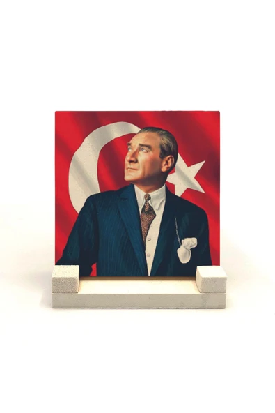 Mustafa Kemal Atatürk Baskılı Taş Masaüstlük 10X10 ürün görseli 1