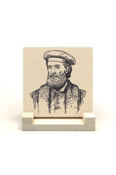 İtalyan Kaşif?Marco Polo Baskılı Taş Masaüstlük 10X10 ürün görseli 1
