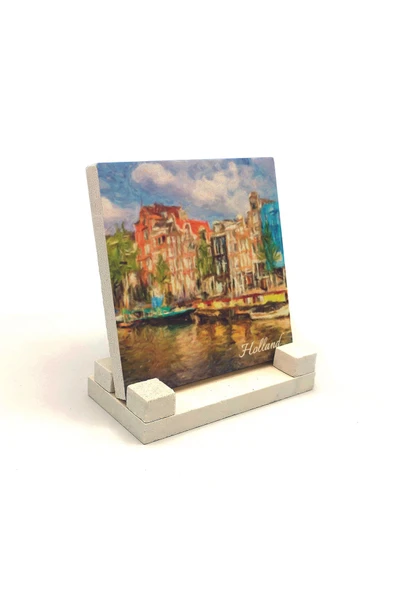 Hollanda Görseli Baskılı Taş Masaüstlük 10X10 - Resim 2