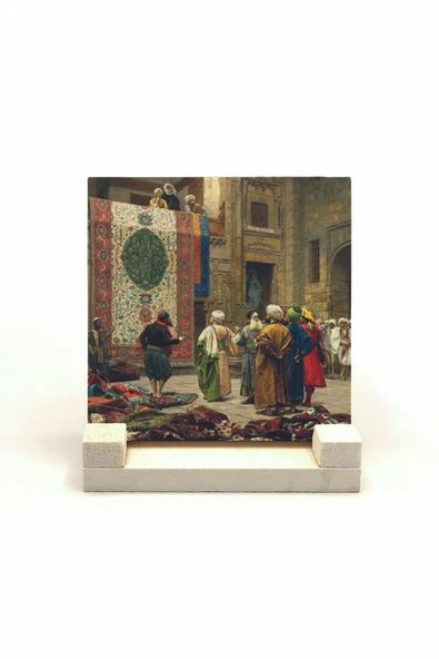 Halı Tüccarı (Osman Hamdi Bey, 1888) Baskılı Taş Masaüstlük 10X10 ürün görseli 1