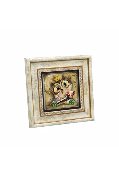 Baykuş Baskılı Taş Tablo 20x20 ürün görseli 1