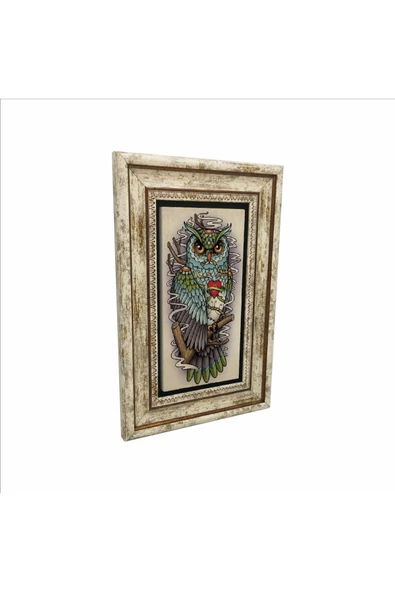 Baykuş Baskılı Taş Tablo 20x30 ürün görseli 1