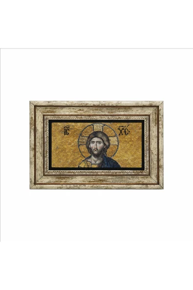 İsa Mozaiği Ayasofya Baskılı Taş Tablo 20x30 - Resim 3