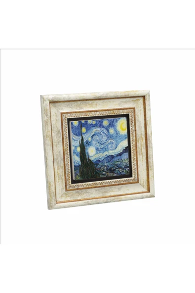 Yıldızlı Gece (Vincent Van Gogh, 1889) Baskılı Taş Tablo 20x20 ürün görseli 1
