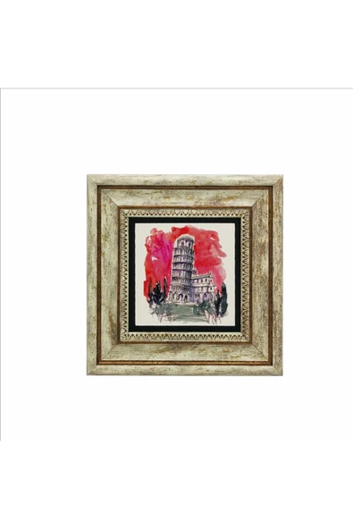 Pisa Kulesi Baskılı Taş Tablo 20x20 - Resim 2