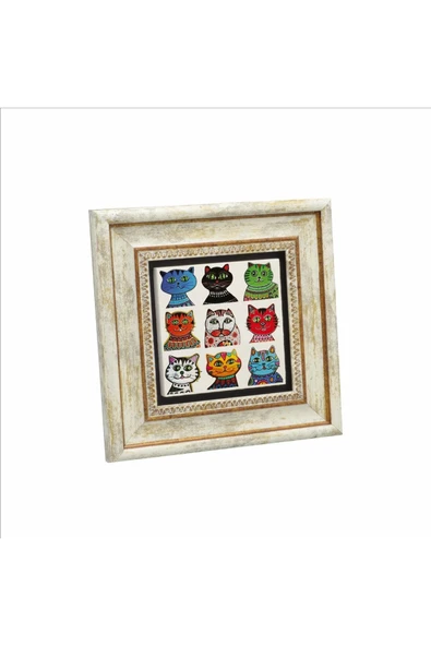 Kediler Baskılı Taş Tablo 20x20 ürün görseli 1