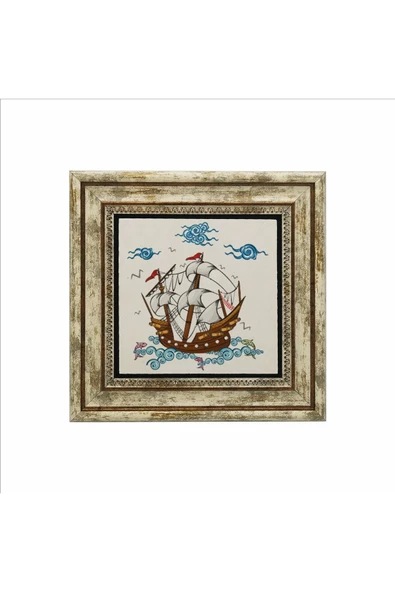 Gemi Baskılı Taş Tablo 25X25 - Resim 2