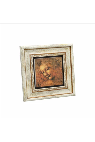 Kadın Başı Eskizi (Leonardo Da Vinci, 1508) Baskılı Taş Tablo 20x20 ürün görseli 1