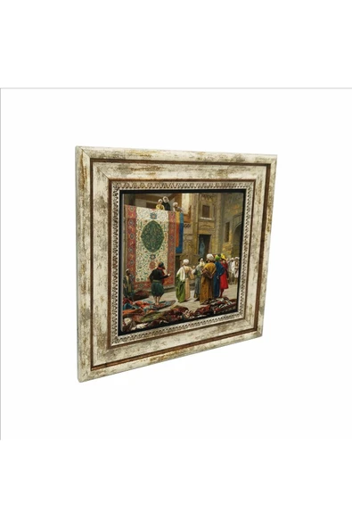 Halı Tüccarı (Osman Hamdi Bey, 1888) Baskılı Taş Tablo 25X25 ürün görseli 1