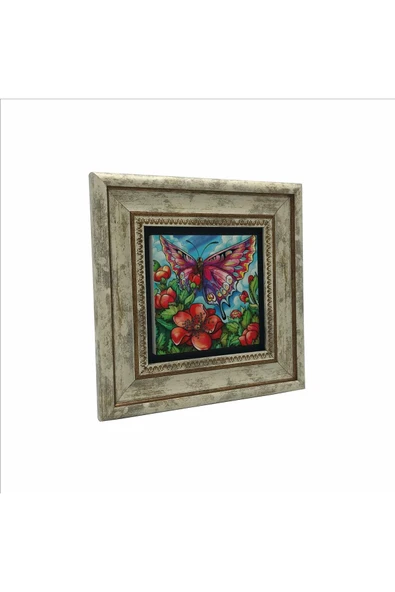 Kelebek Baskılı Taş Tablo 20x20 - Resim 4