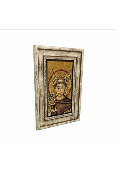 Bizans Kralı I. Justinianus (Jüstinyen) Mozaiği Baskılı Taş Tablo 20x30 ürün görseli 1
