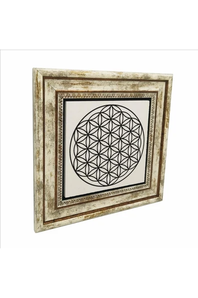 Yaşam Çiçeği Deseni Baskılı Taş Tablo 25X25 ürün görseli 1