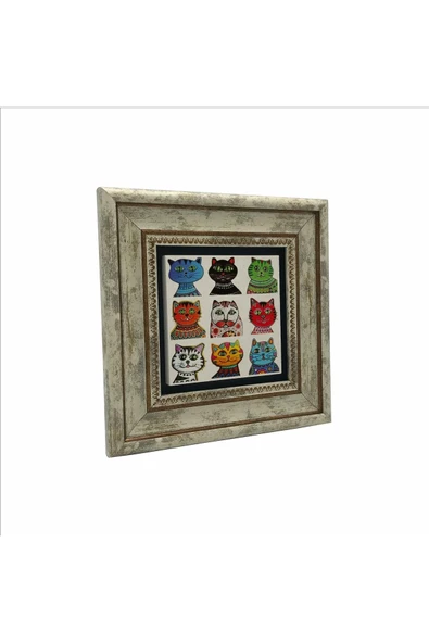 Kediler Baskılı Taş Tablo 20x20 - Resim 4