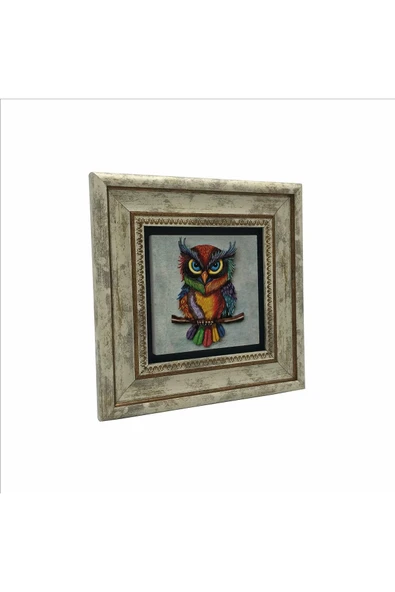 Baykuş Baskılı Taş Tablo 20x20 - Resim 4