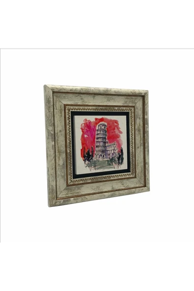 Pisa Kulesi Baskılı Taş Tablo 20x20 - Resim 4