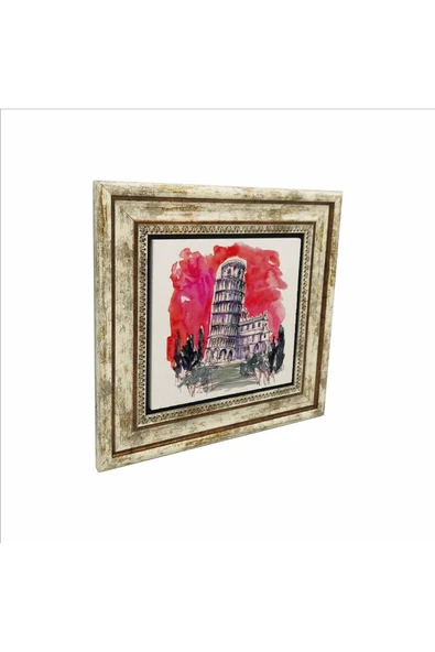 Pisa Kulesi Baskılı Taş Tablo 25X25 ürün görseli 1