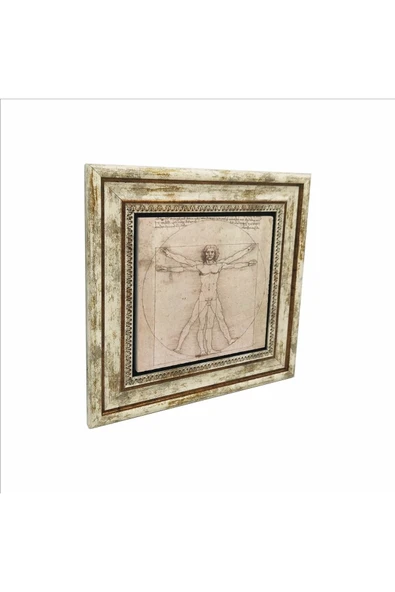 Vitruvius Adamı (Leonardo Da Vinci, 1492) Baskılı Taş Tablo 25X25 ürün görseli 1
