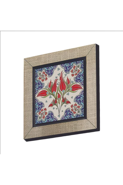 Osmanlı İznik Çini Deseni Baskılı MDF Magnet 7X7 ürün görseli 1