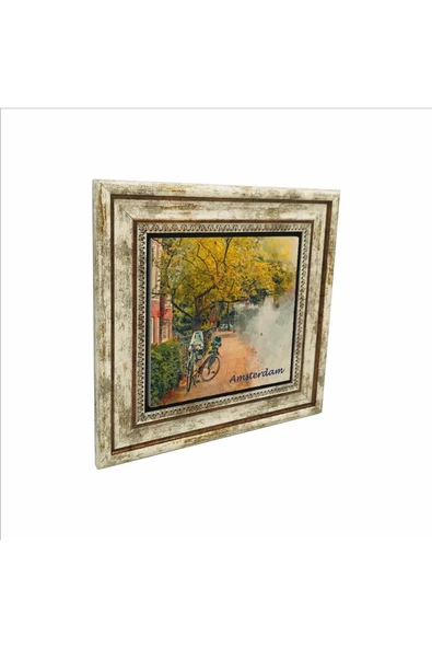 Amsterdam Görseli Baskılı Taş Tablo 25X25 ürün görseli 1