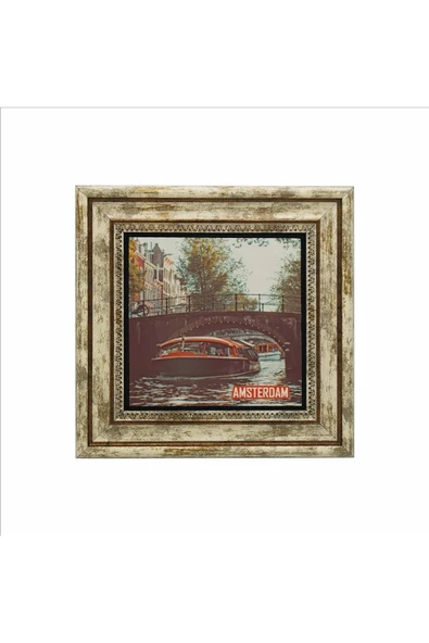 Amsterdam Görseli Baskılı Taş Tablo 25X25 - Resim 2
