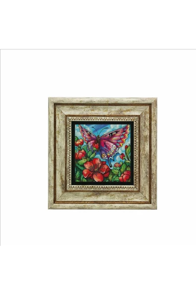 Kelebek Baskılı Taş Tablo 20x20 - Resim 2