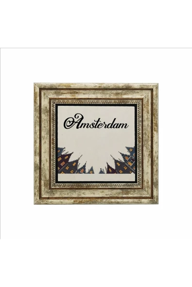 Amsterdam Görseli Baskılı Taş Tablo 25X25 - Resim 2