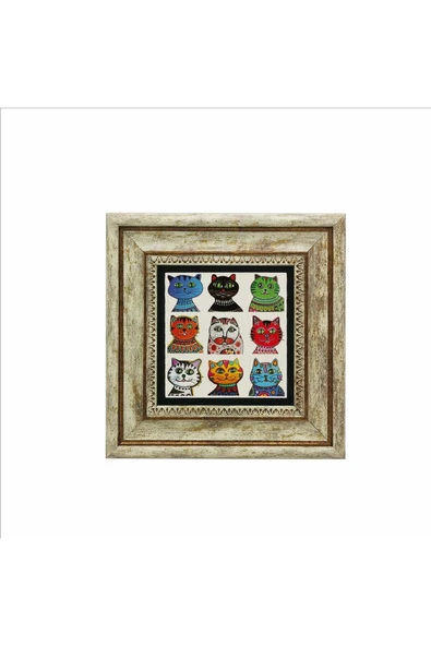 Kediler Baskılı Taş Tablo 20x20 - Resim 2