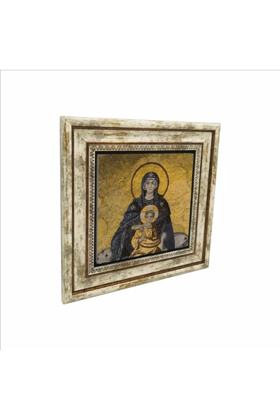 Ayasofya- Meryem Ve Isa Mozaiği Baskılı Taş Tablo 25x25 ürün görseli 1