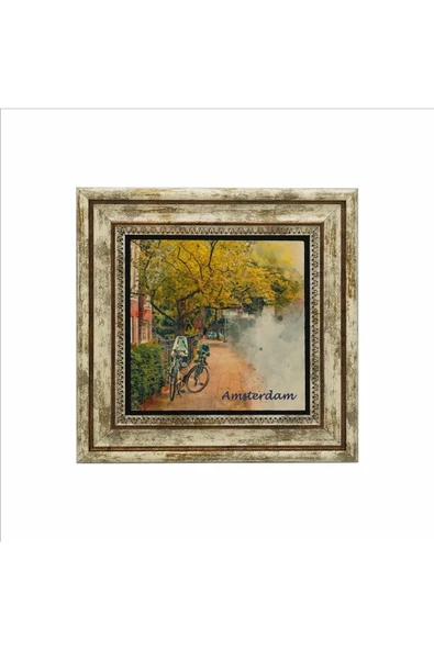 Amsterdam Görseli Baskılı Taş Tablo 25X25 - Resim 2