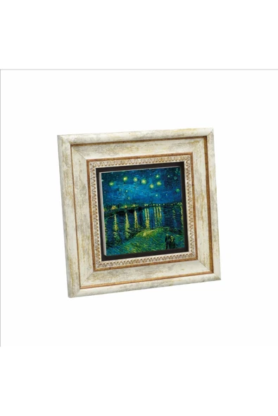 Ren Nehrinde Yıldızlı Bir Gece (Vincent Van Gogh, 1888) Baskılı Taş Tablo 20x20 ürün görseli 1