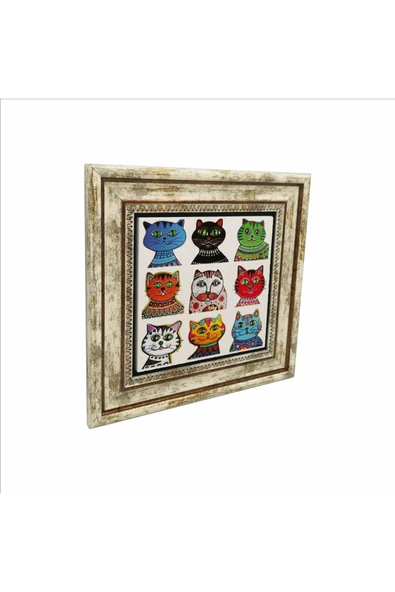 Kediler Baskılı Taş Tablo 25X25 ürün görseli 1