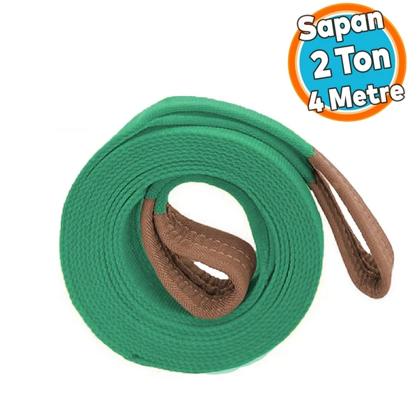 Yük Kaldırma Polyester Spanzet Sapan Yeşil Renk 2 Ton 4 Metre Sağlam Taşıma İndirme Araç Çekme Halat ürün görseli 1