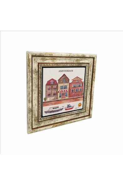 Amsterdam Görseli Baskılı Taş Tablo 25X25 ürün görseli 1