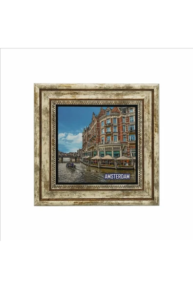 Amsterdam Görseli Baskılı Taş Tablo 25X25 - Resim 2