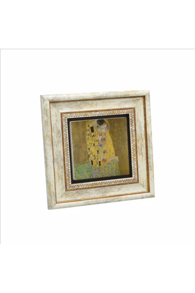 Öpücük (Gustav Klimt, 1907) Baskılı Taş Tablo 20x20 ürün görseli 1