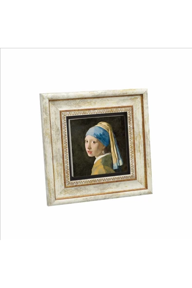 İnci Küpeli Kız (Johannes Vermeer, 1665 Baskılı Taş Tablo 20x20 ürün görseli 1