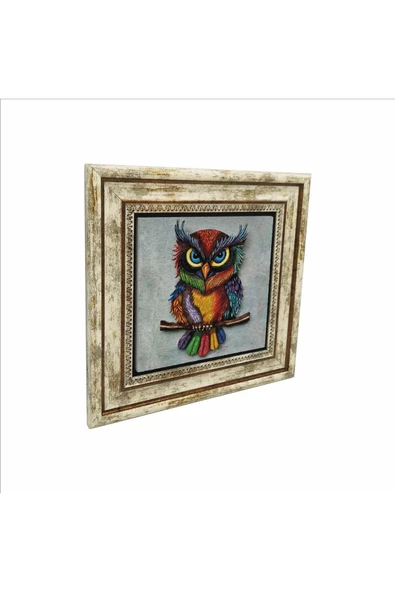 Baykuş Baskılı Taş Tablo 25X25 ürün görseli 1