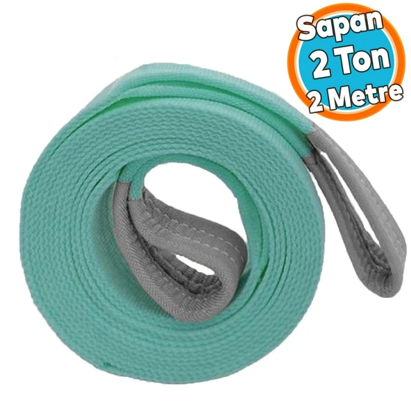Yük Kaldırma Sapan Polyester Spanzet 2 Ton 2 Metre Turkuaz Sağlam Taşıma İndirme Araç Çekme Halat ürün görseli 1