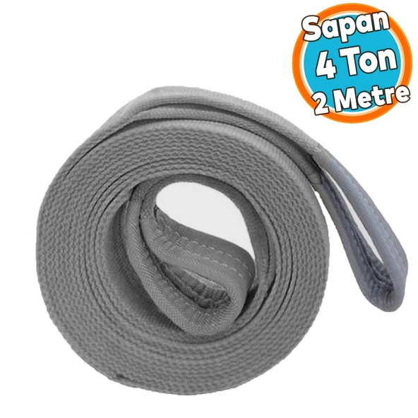 Yük Kaldırma Sapan Polyester Spanzet 4 Ton 2 Metre Gri Sağlam Taşıma İndirme Araç Çekme Halat ürün görseli 1