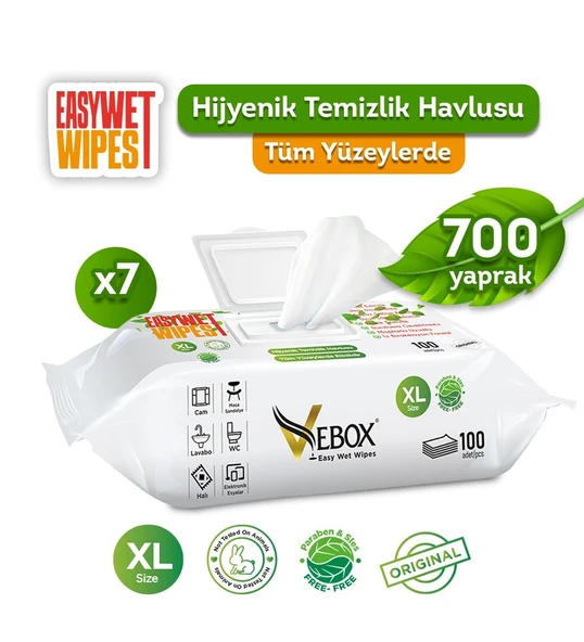 Vebox Easy Wet Wipes Yüzey Temizlik Havlusu 7x100 700 Yaprak ürün görseli 1